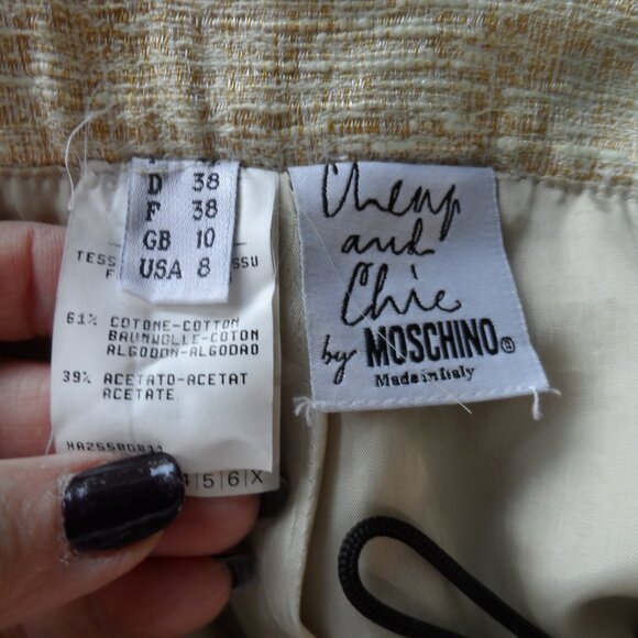 Moschino CheapandChic Yellow/Beige Tweed Skirt Suit Size US 8 - Picture 15 of 16